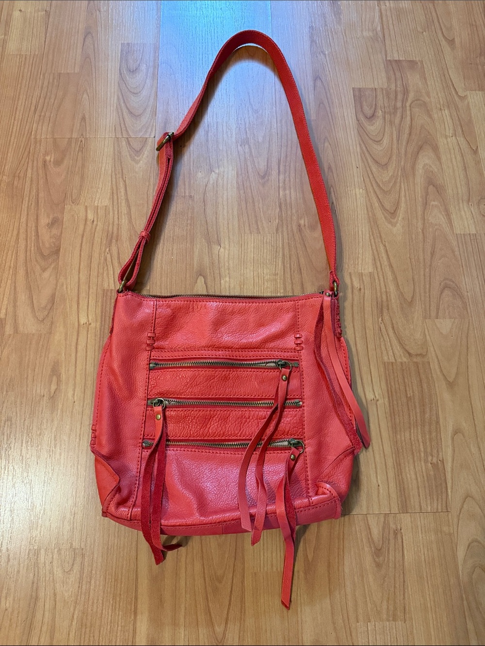Lucky Brand Red Leather Shoulder Crossbody Bag